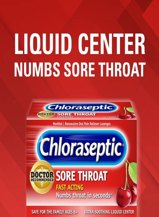 Chloraseptic Sore Throat Lozenges, Cherry, 18 Count, 6 Pack - Image 2